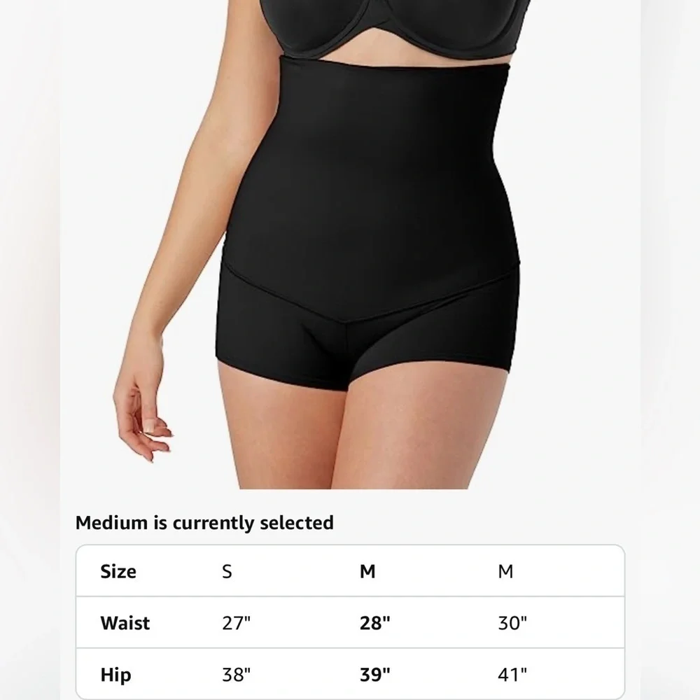 Maidenform High-Waisted Shapewear, Tummy Control Boyshort - Black Medium NWOT